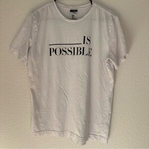H&M White Graphic T-Shirt -‎ 'Is Possible' Print Large